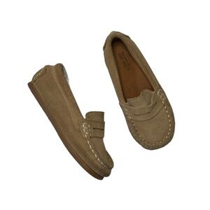 Zara Baby Genuine Suede Leather Classic Tan Loafer Slip on Shoes size 22EU / 6US